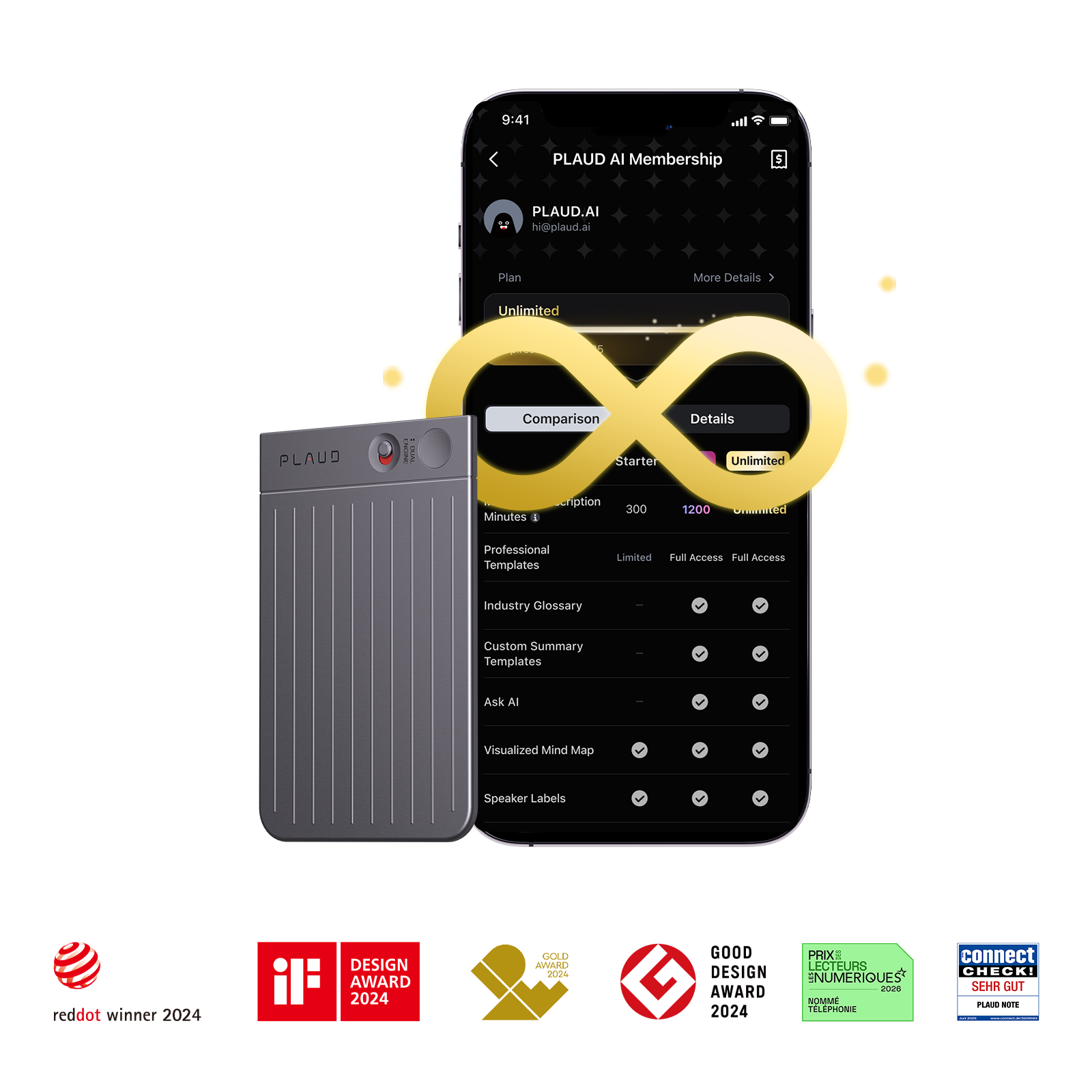 PLAUD NOTE e Piano annuale illimitato