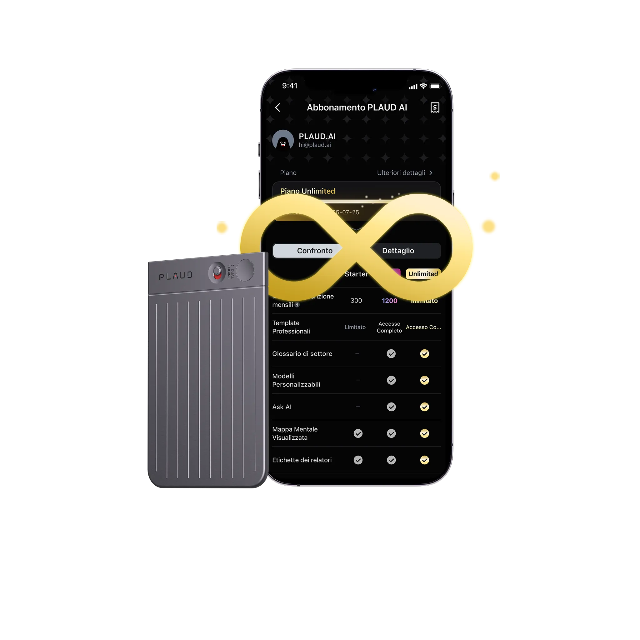 Plaud Note e 2 Piano Annuale Illimitato AI