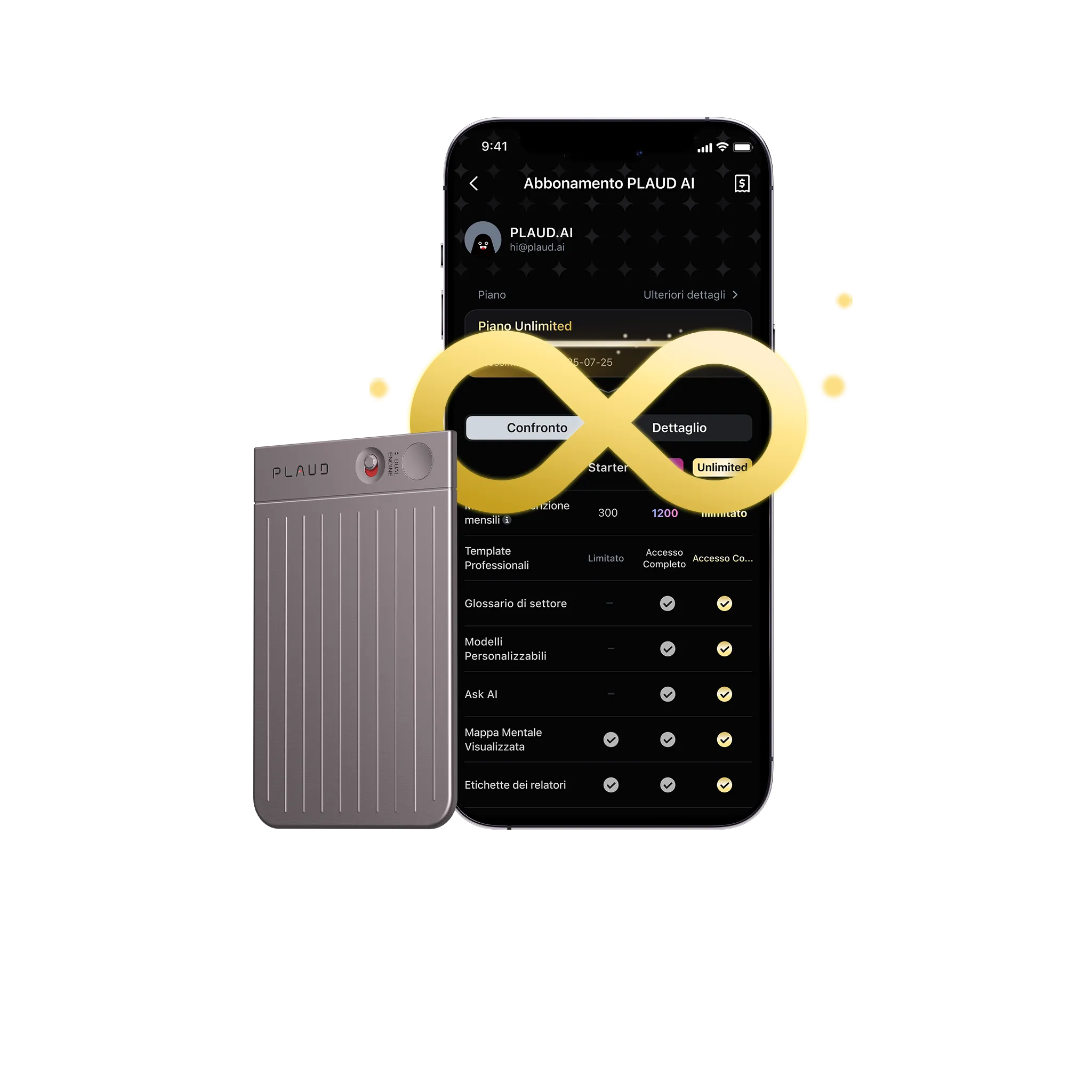 Plaud Note e 2 Piano Annuale Illimitato AI