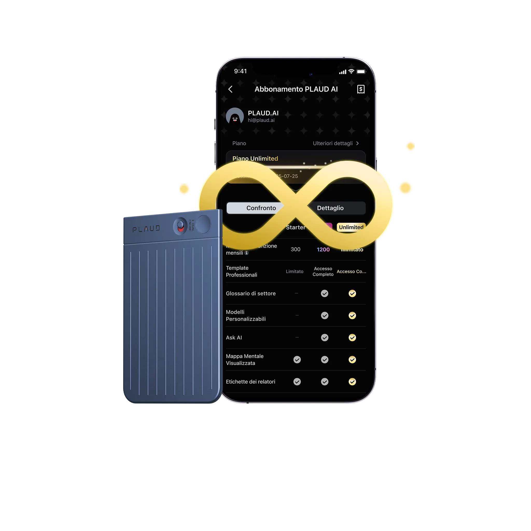 Plaud Note e 2 Piano Annuale Illimitato AI