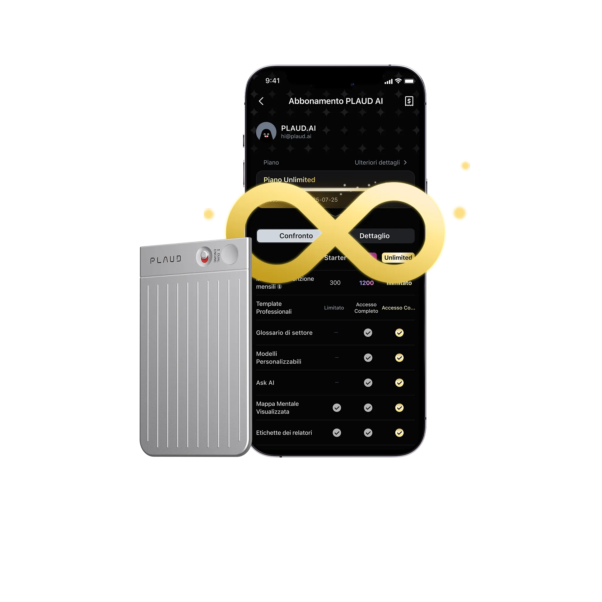 Plaud Note e 2 Piano Annuale Illimitato AI