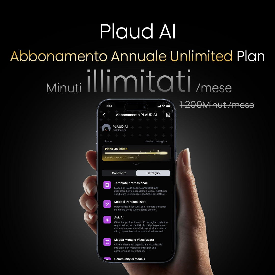Abbonamento Annuale Illimitato Plaud AI | Pacchetto doppio