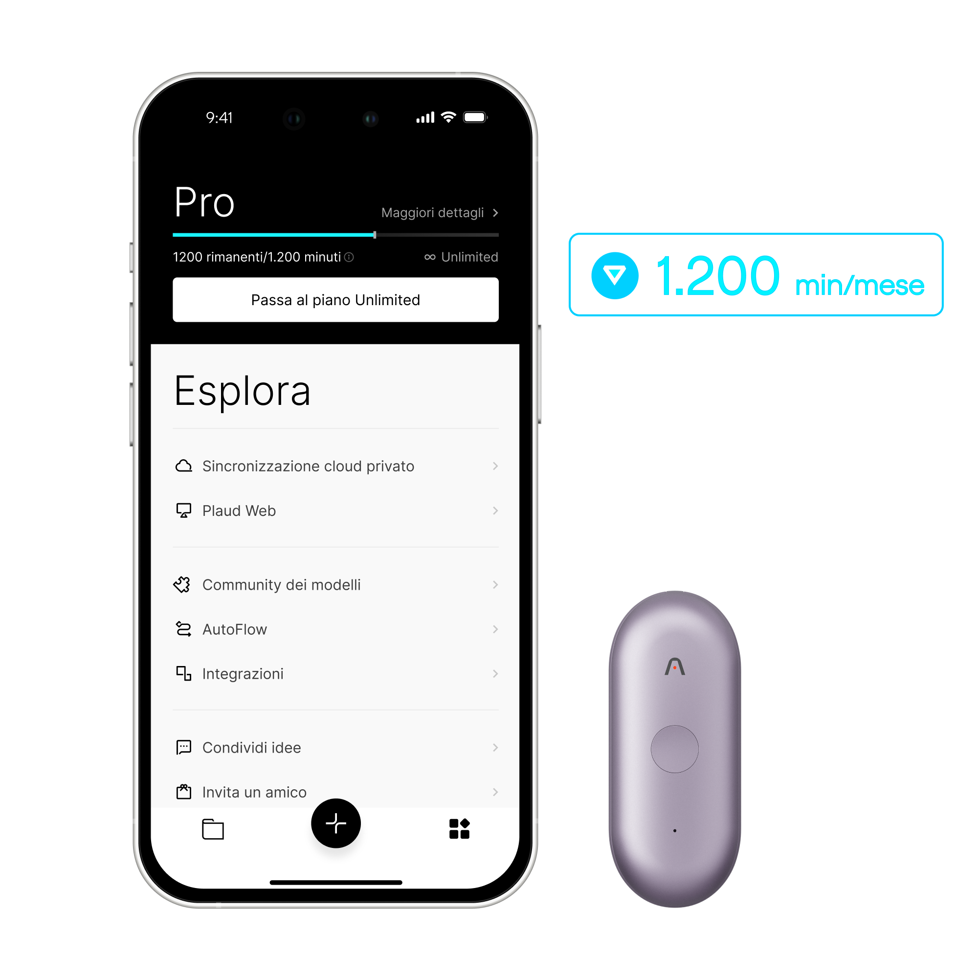 Plaud NotePin S e Pro Piano IA Annuale