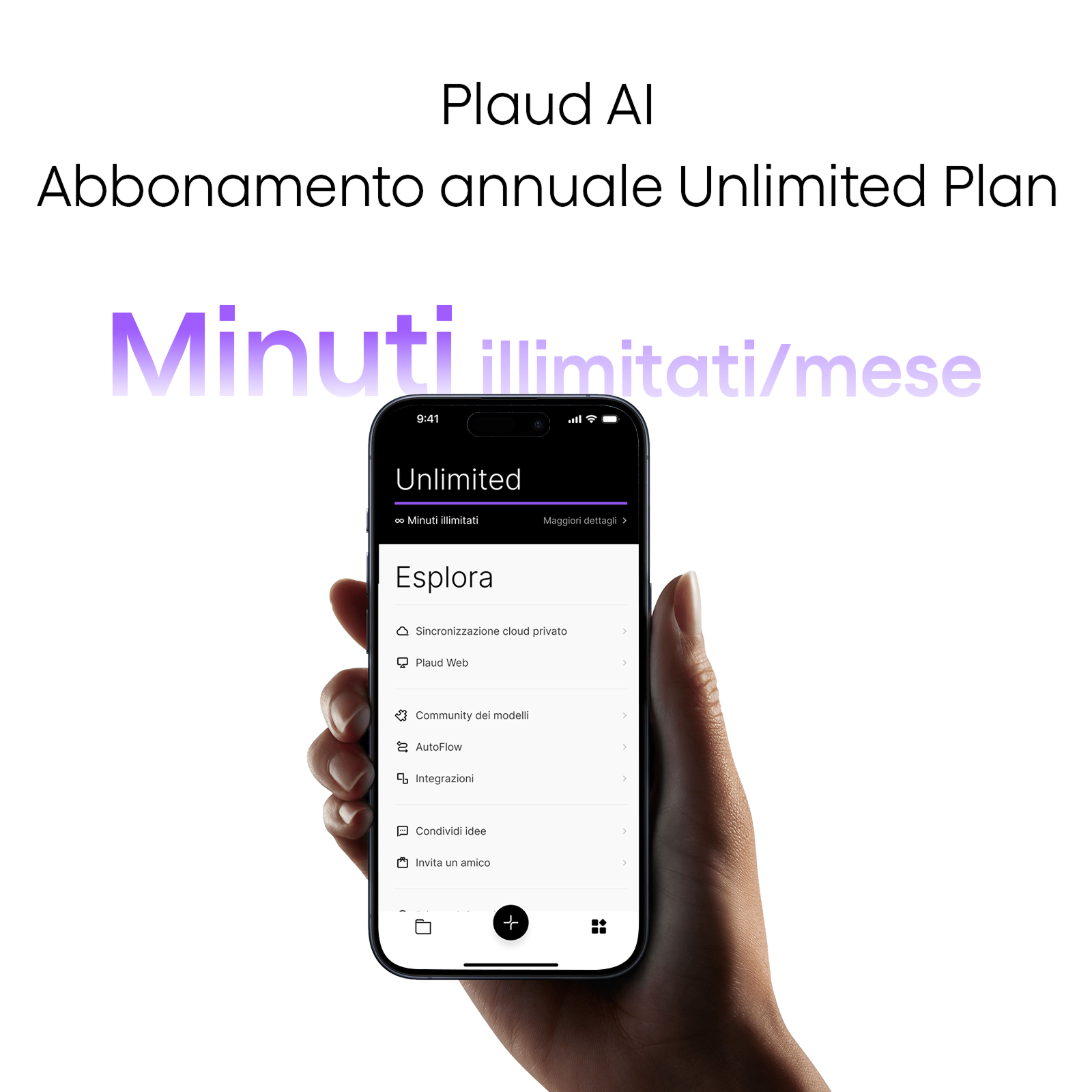 Plaud Intelligence mensile Unlimited Plan
