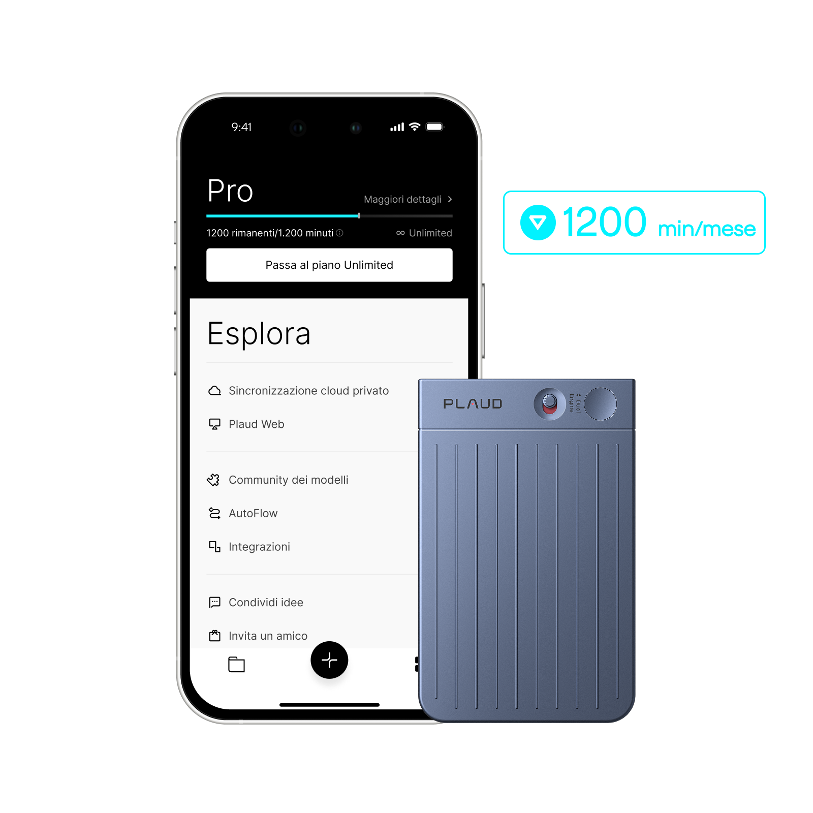 Plaud Note e Pro Piano IA Annuale