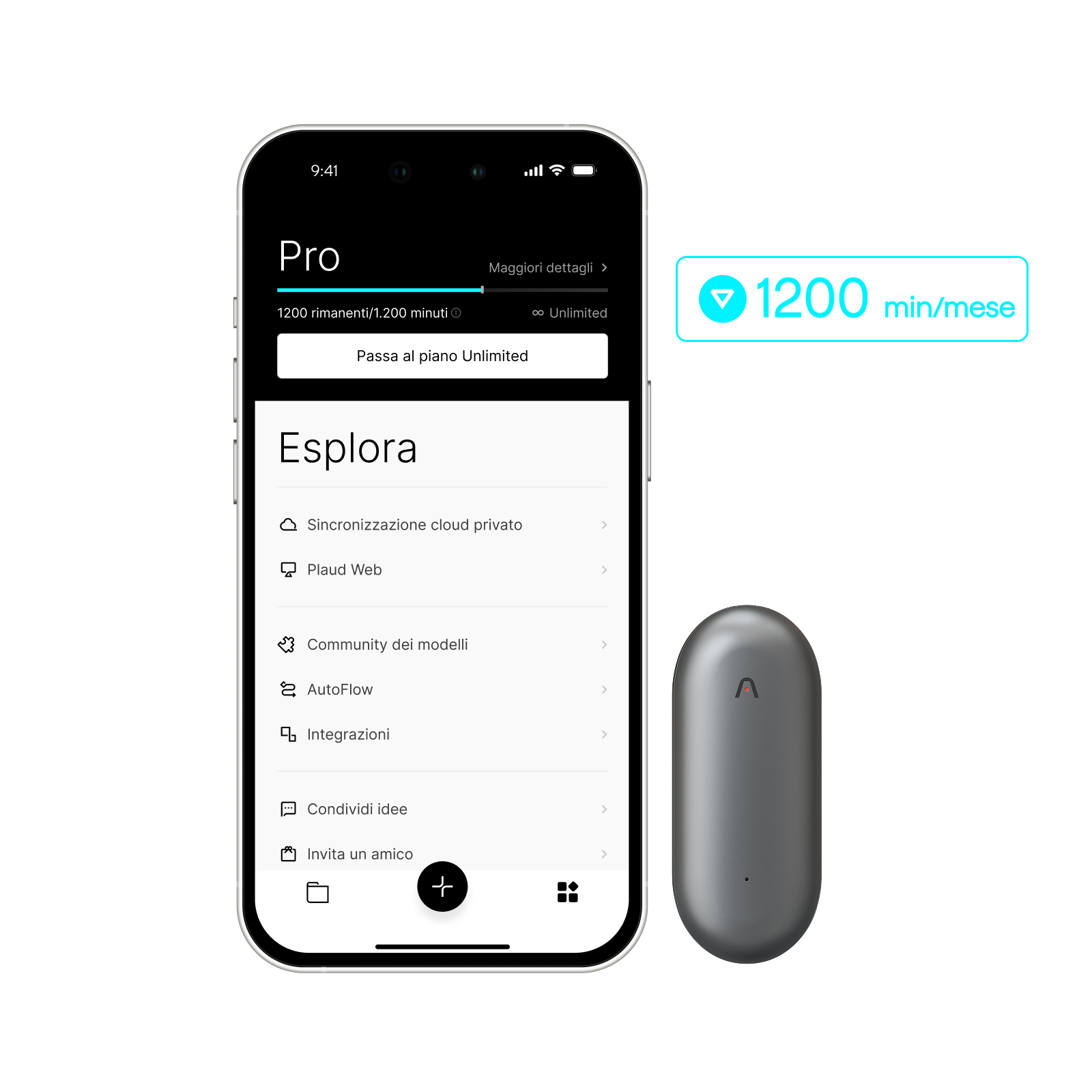 Plaud NotePin e Pro Piano IA Annuale