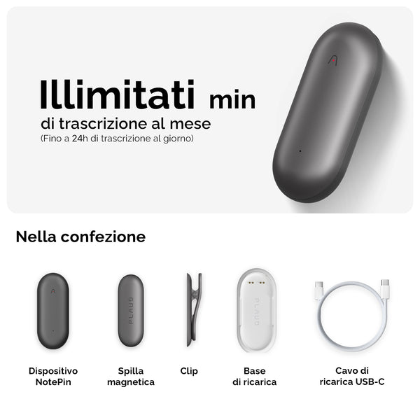 PLAUD NotePin e Piano Annuale Illimitato AI
