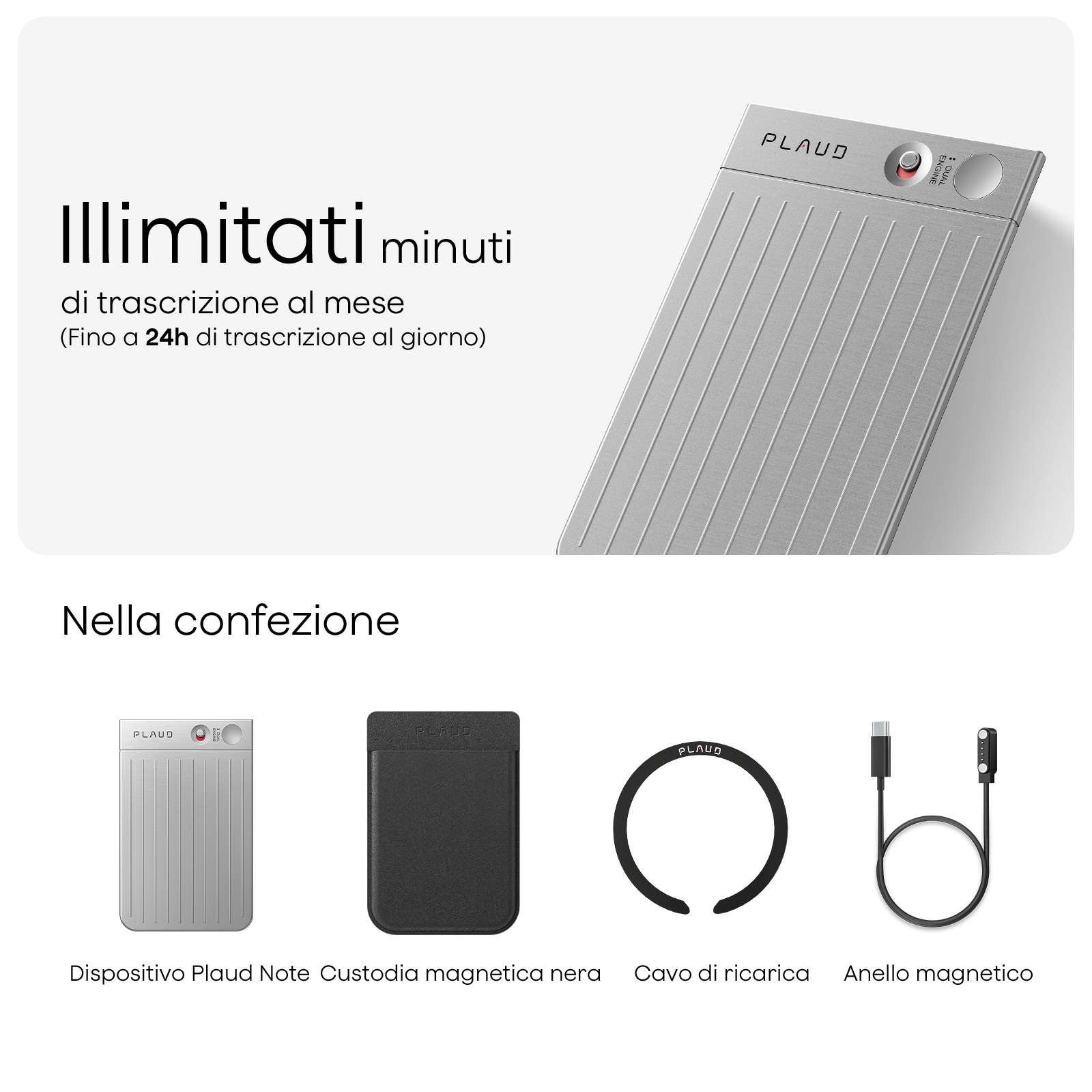Plaud Note e Piano Annuale Illimitato AI