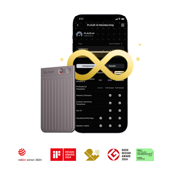 PLAUD NOTE e Piano annuale illimitato
