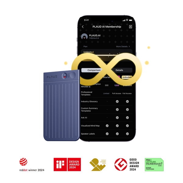 PLAUD NOTE e Piano annuale illimitato

