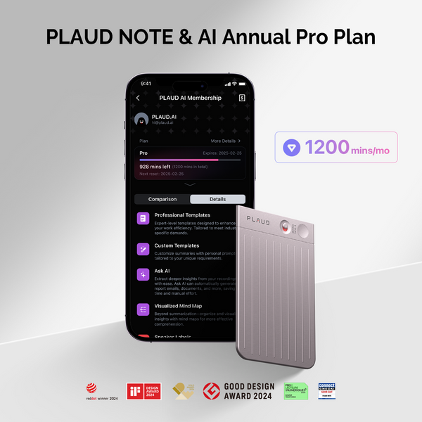 PLAUD NOTE e Pro Piano IA Annuale
