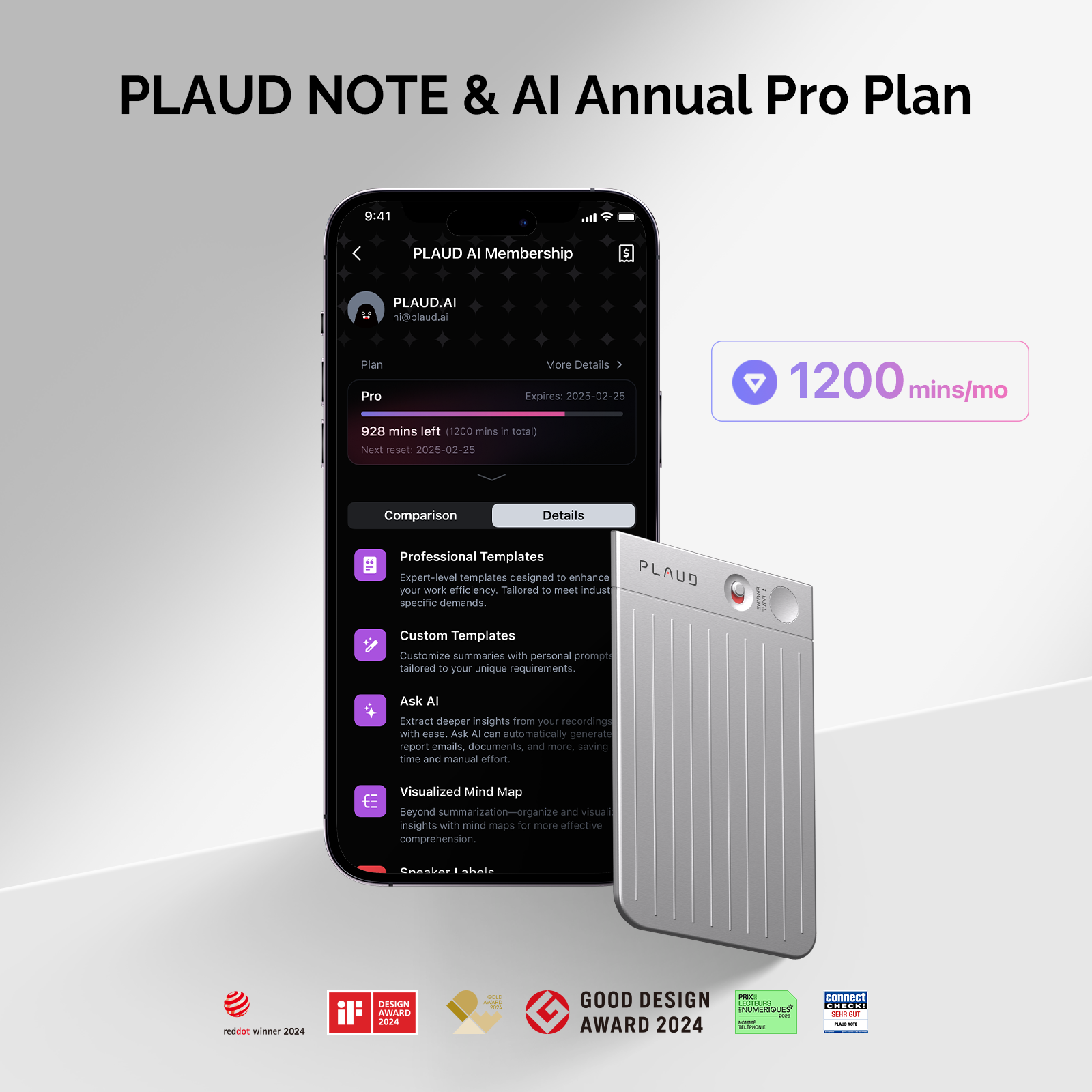 PLAUD NOTE e Pro Piano IA Annuale