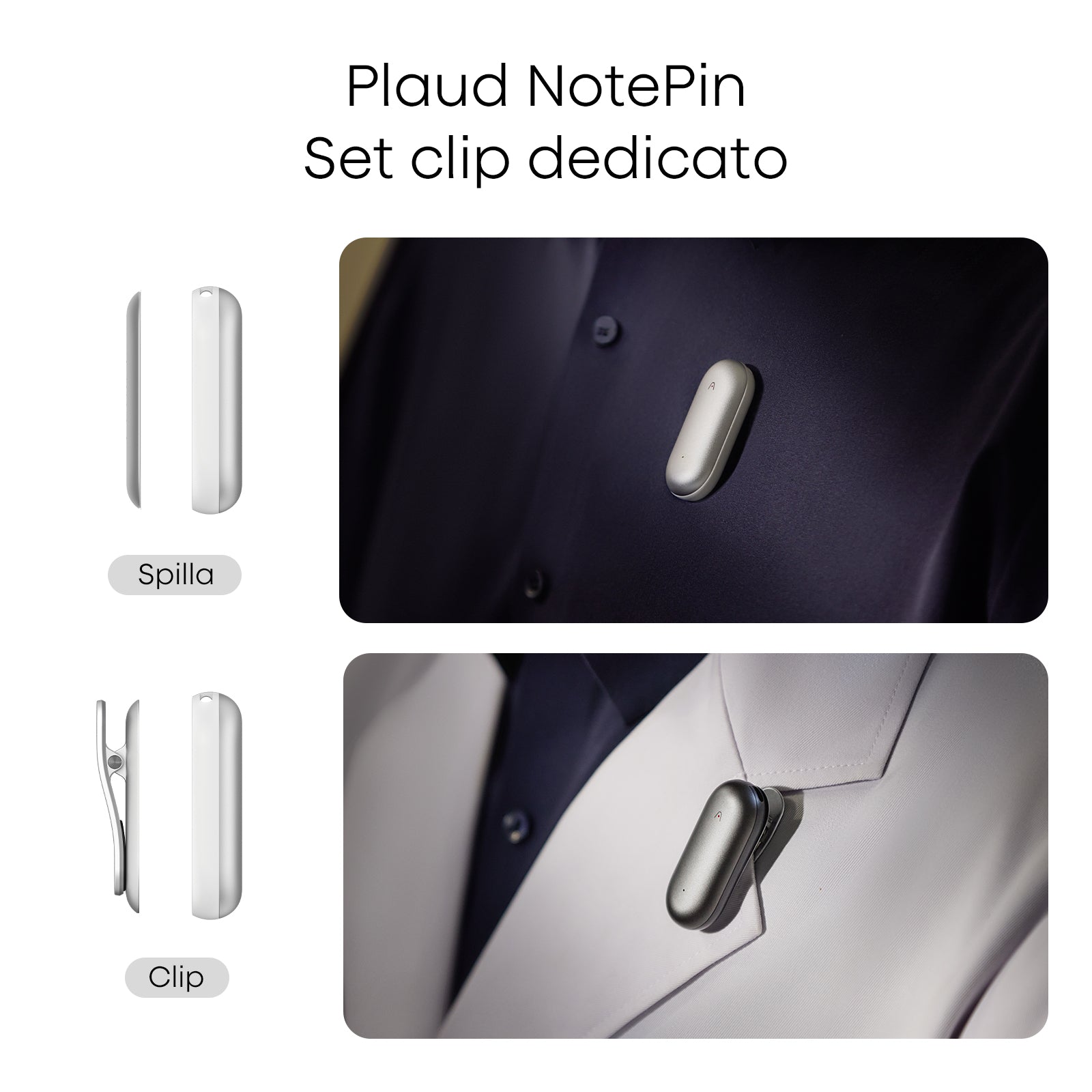 Plaud NotePin Clip & Spilla Magnetica