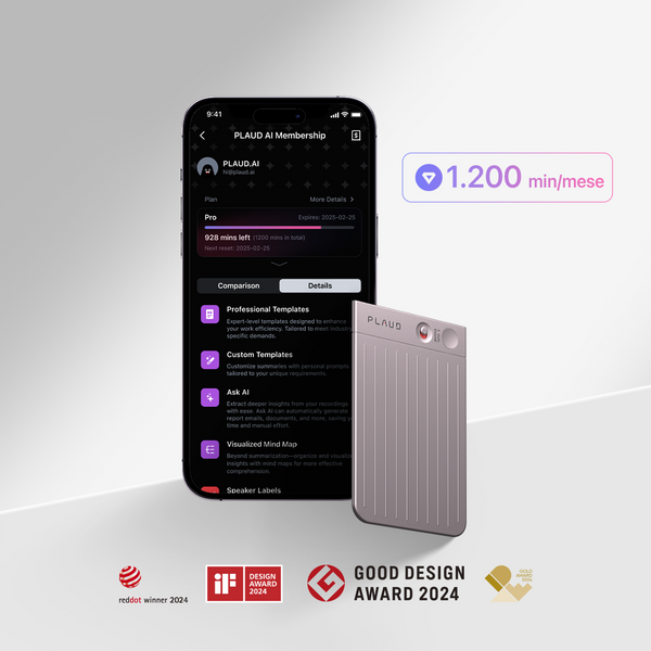 PLAUD NOTE e Pro Piano IA annuale
