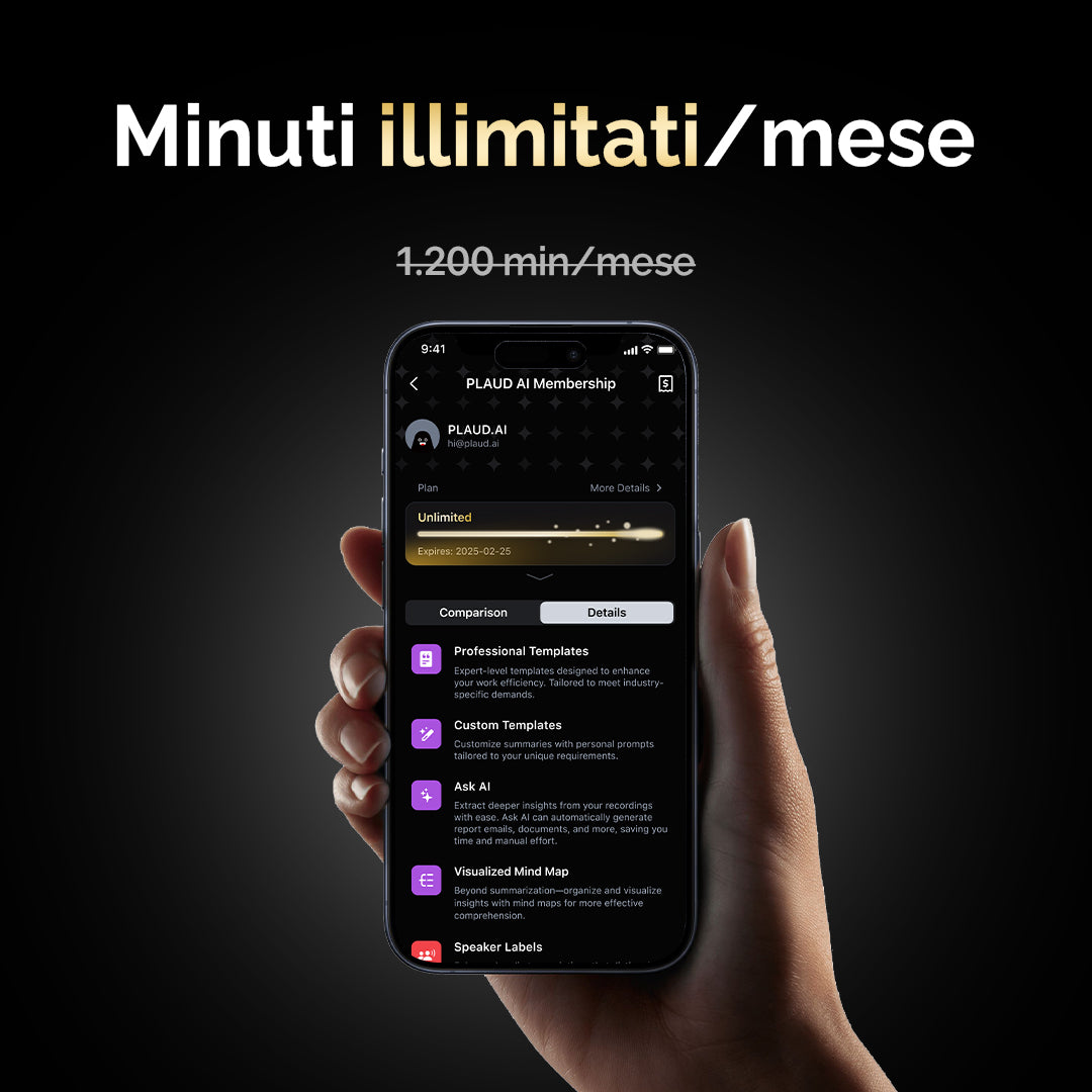 PLAUD NotePin e Piano annuale illimitato