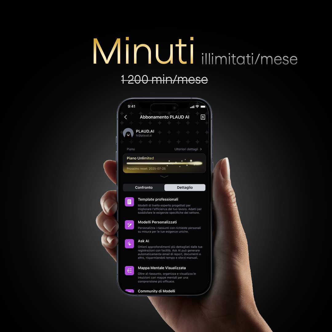 Plaud Note e Piano Annuale Illimitato AI