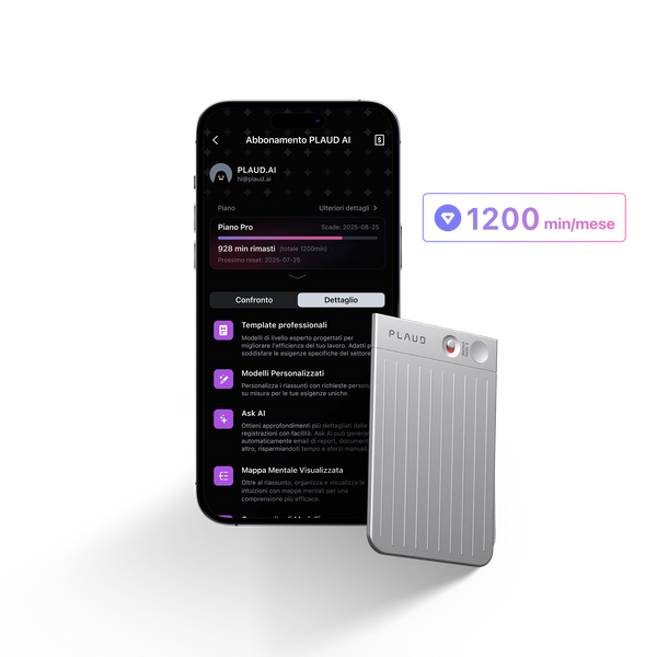 PLAUD NOTE e Pro Piano IA Annuale
