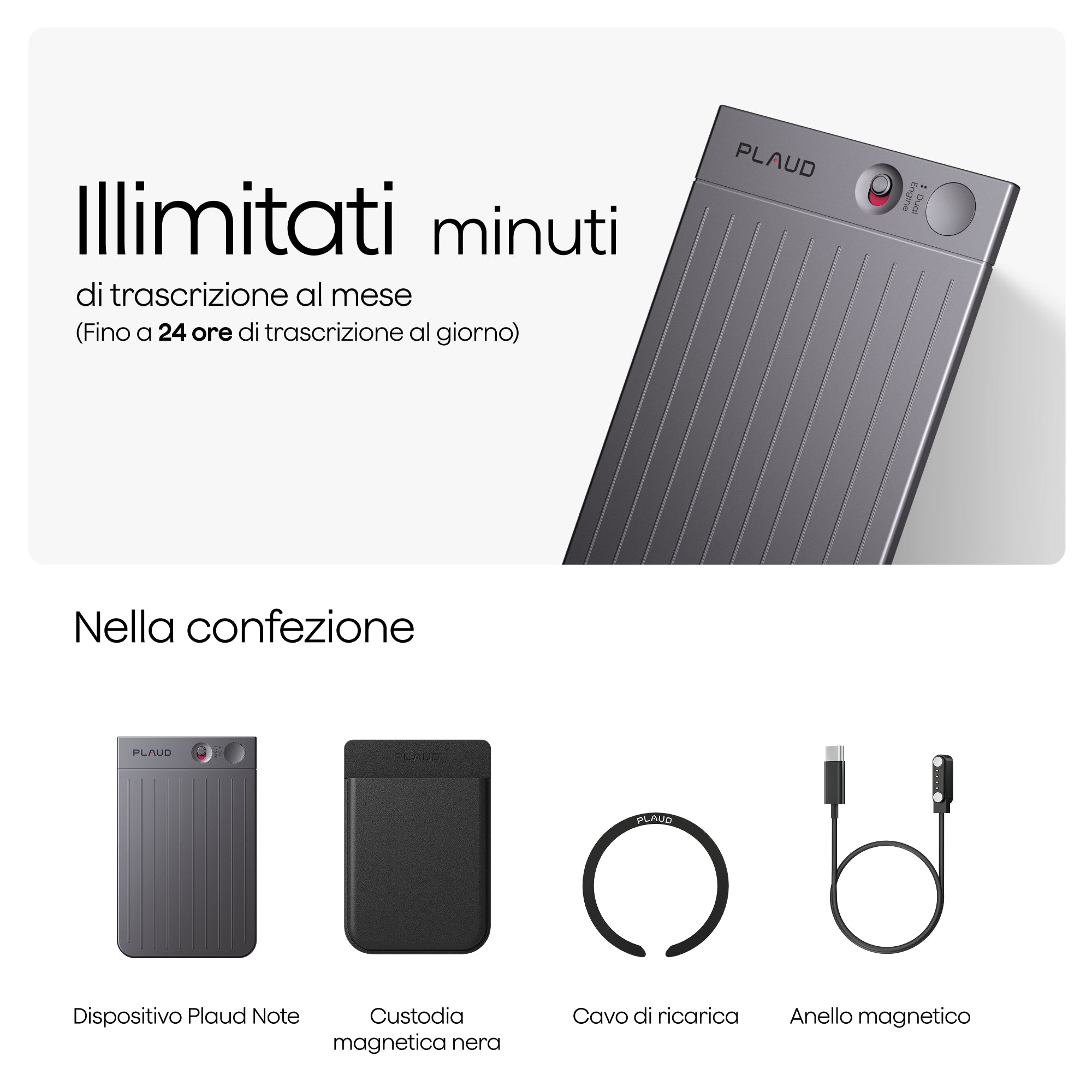 Plaud Note e 2 Piano Annuale Illimitato AI