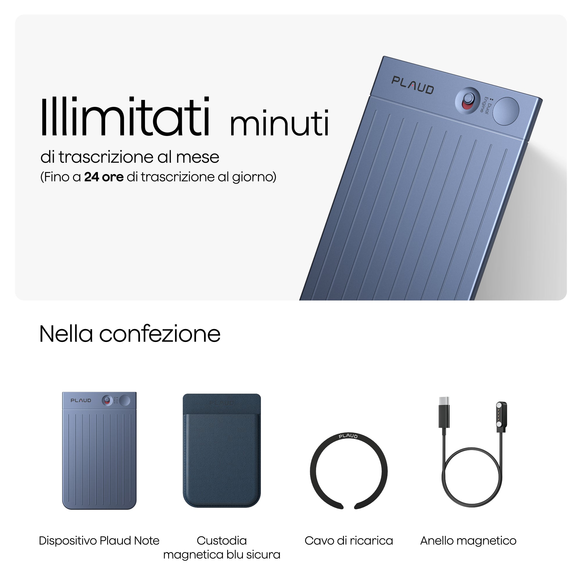 Plaud Note e 2 Piano Annuale Illimitato AI