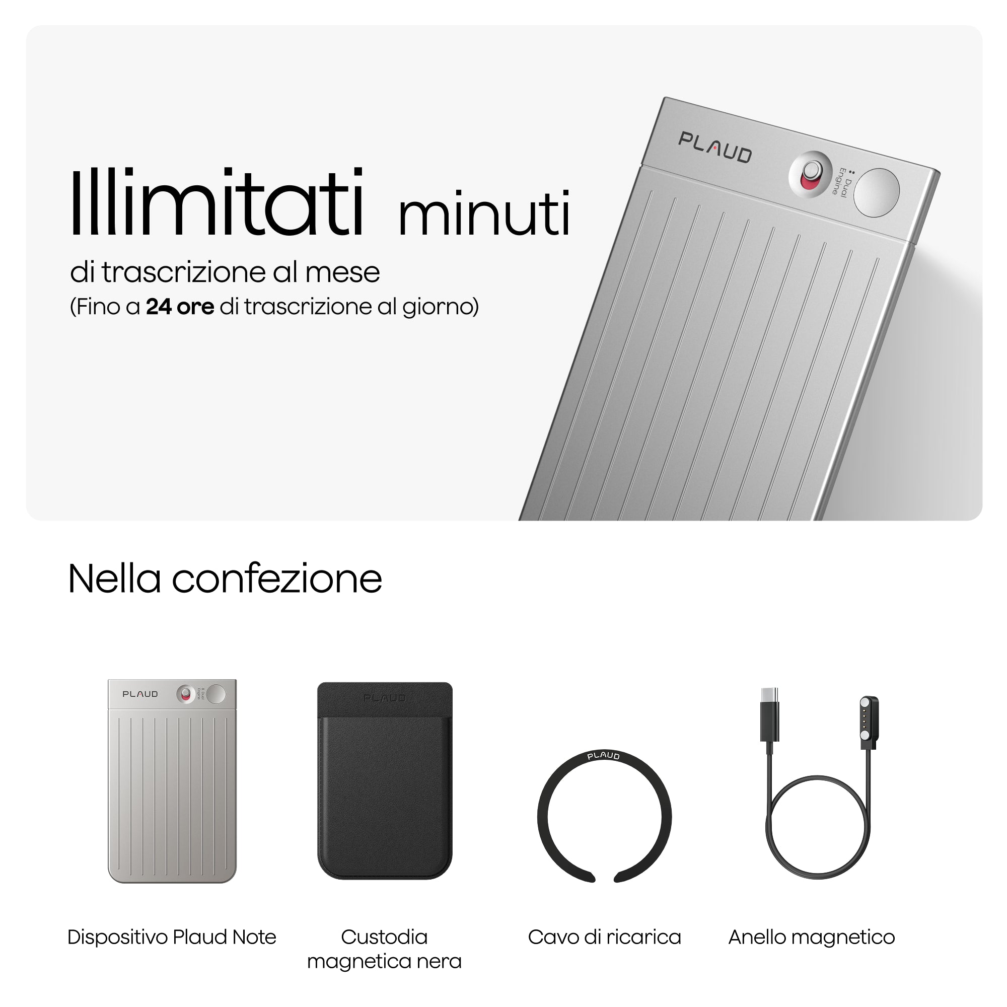 Plaud Note e 2 Piano Annuale Illimitato AI