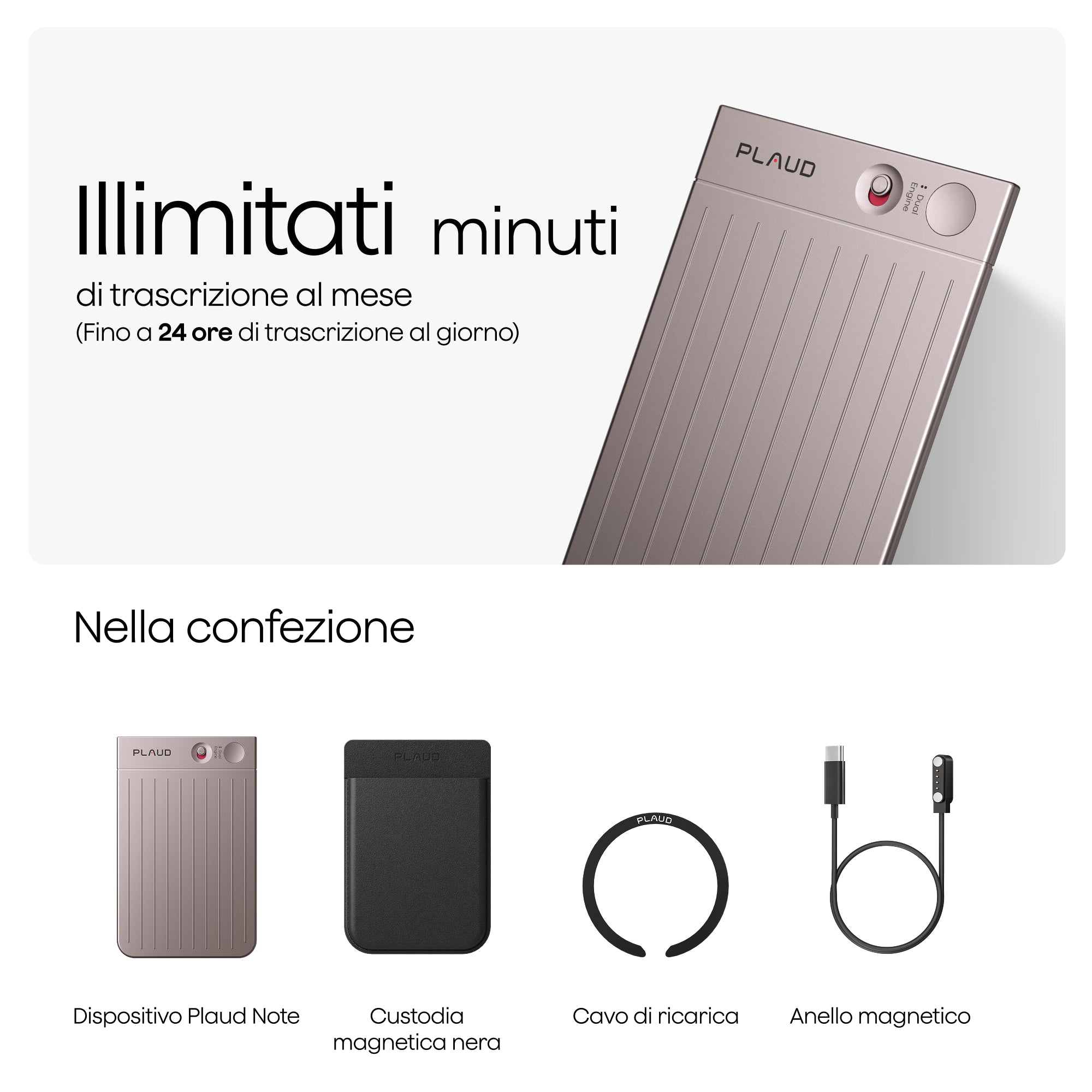 Plaud Note e 2 Piano Annuale Illimitato AI