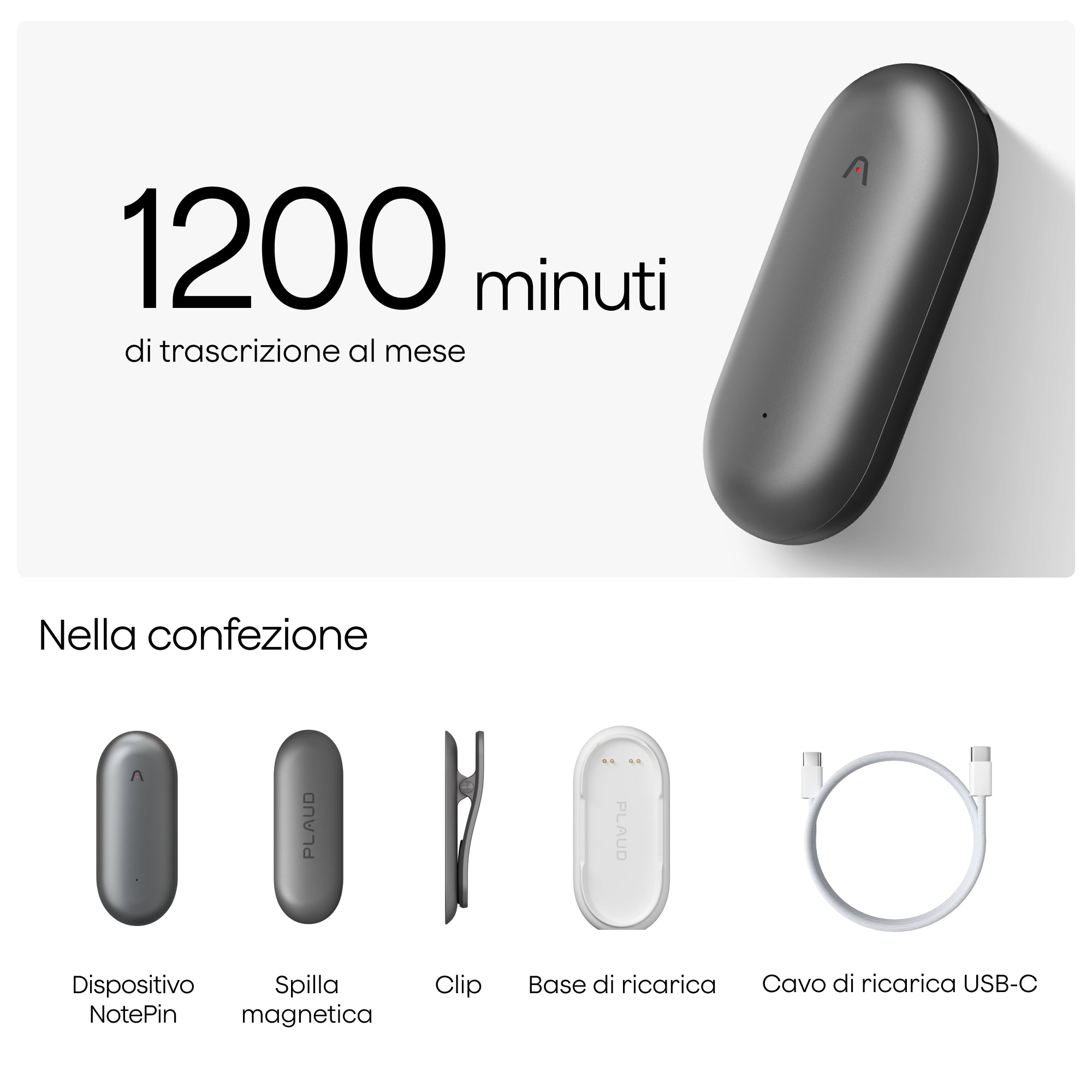 Plaud NotePin e Pro Piano IA Annuale