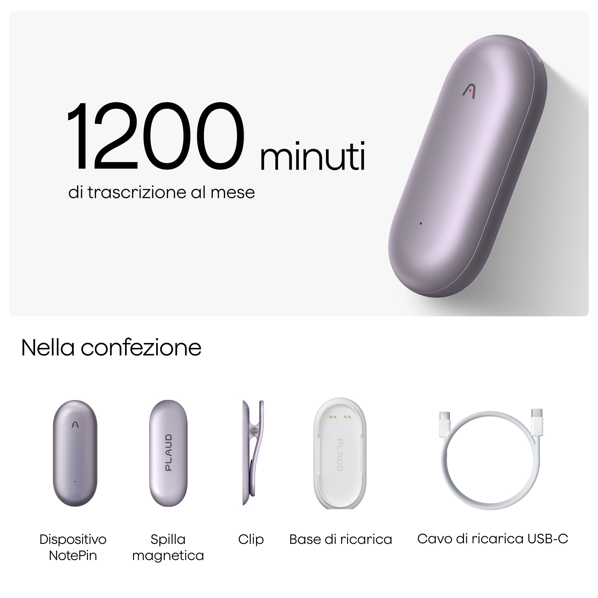 Plaud NotePin e Pro Piano IA Annuale