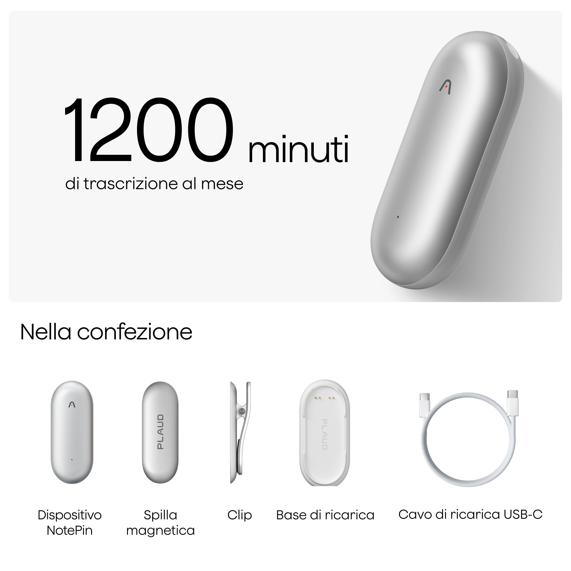 Plaud NotePin e Pro Piano IA Annuale