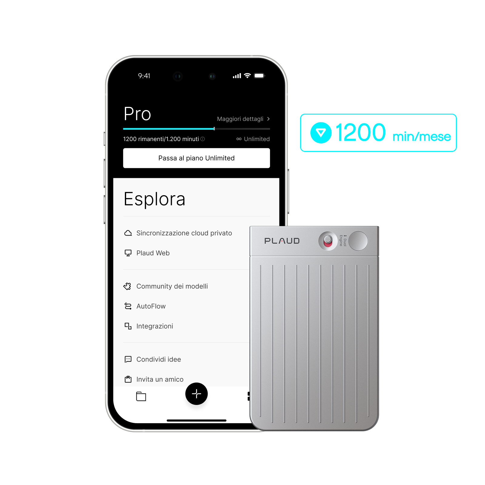 Plaud Note e Pro Piano IA Annuale