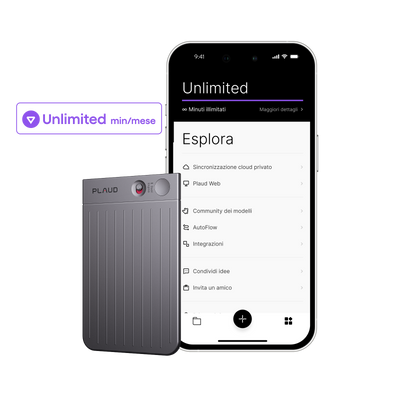 Plaud Note e Piano Annuale Illimitato AI