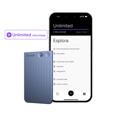 Plaud Note e Piano Annuale Illimitato AI