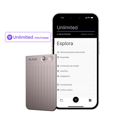 Plaud Note e Piano Annuale Illimitato AI