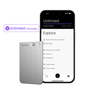 Plaud Note e Piano Annuale Illimitato AI