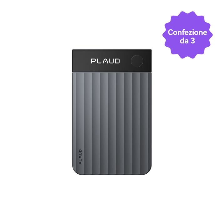 Plaud Note Pro grigio scuro con corpo a coste, in una confezione da 3.