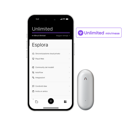 Plaud NotePin e Piano Annuale Illimitato AI
